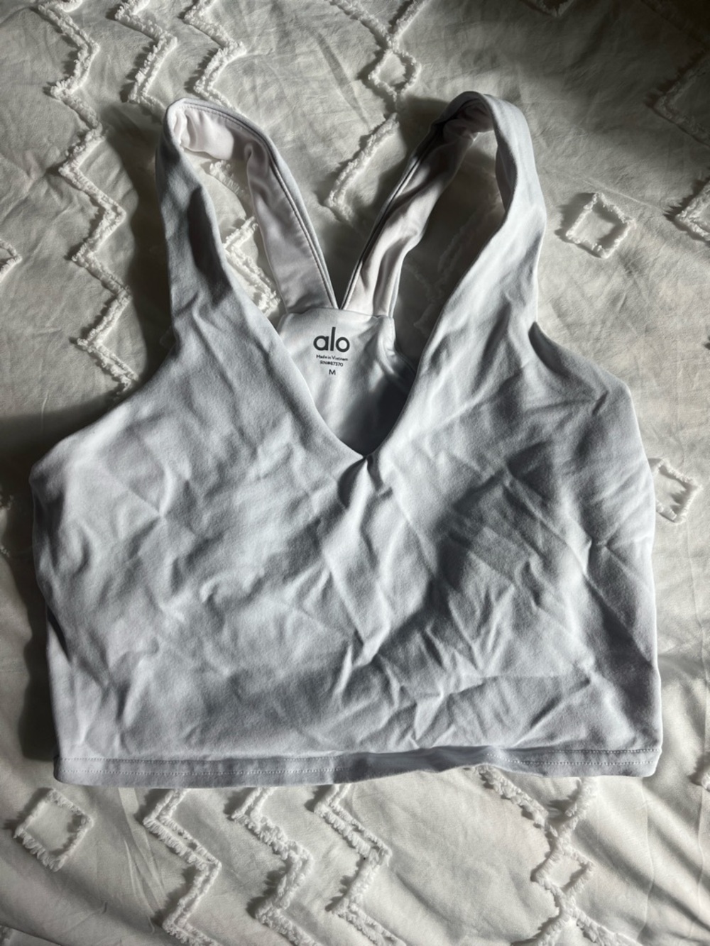 ALO Yoga White High-Neck Crop Sports Bra